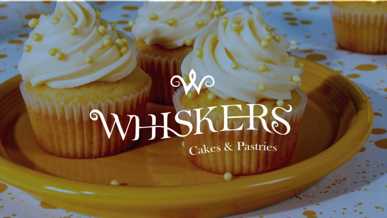 Whiskers Cakes & Pastries brand identity by Cosmic Cat Creatives